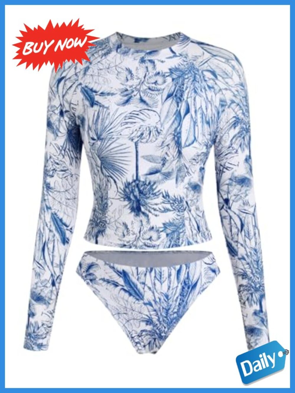 Women's Long Sleeve Rash Guard Set with Briefs UPF 50+
